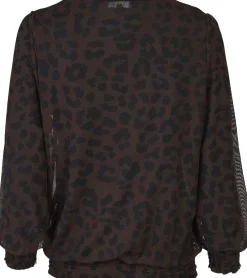 Sweater & Pullover|Poloshirts & Blusen*vestino Damen Pullover mit Leo-Print Langarm-Shirt Mesh-Pullover 900309 Braun