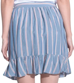 Röcke*vestino Damen Rock in Wickeloptik Sommer-Rock Mini-Rock mit Streifen Jersey-Rock 901189 Hellblau/Weiß/Rot