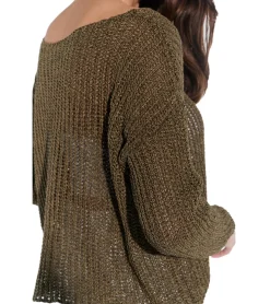 Sweater & Pullover*vestino Damen Strick-Pullover mit Netz-Struktur Alltags-Pulli Sweater 900709 Khaki