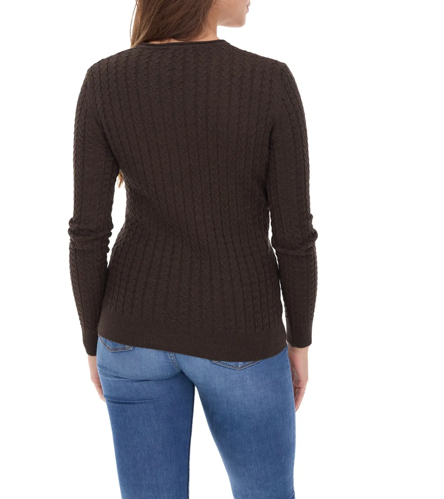Sweater & Pullover*vestino Damen Strick-Pullover im Zopfmuster Baumwoll-Pullover Freizeit-Sweater 900609 Braun