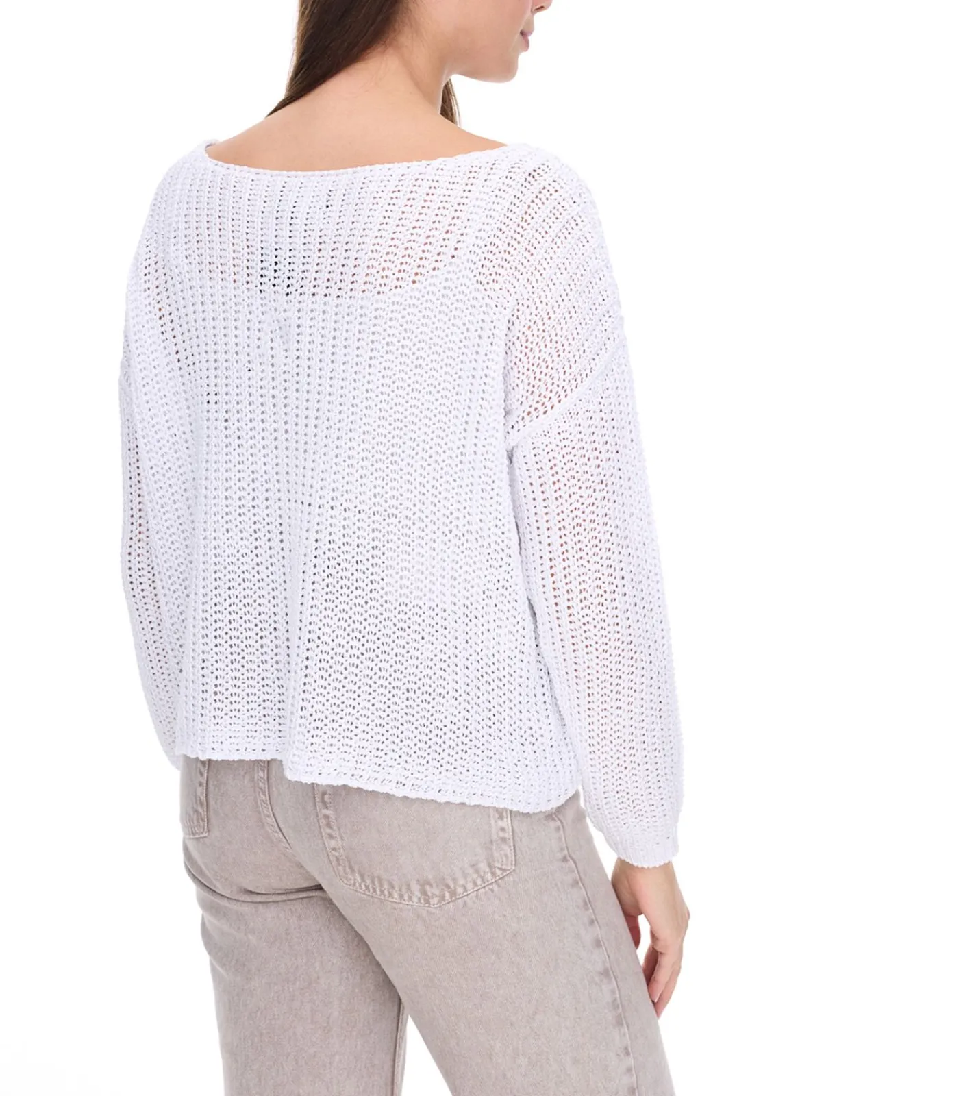 Sweater & Pullover*vestino Damen Strick-Pullover mit Netz-Struktur Alltags-Pulli Sweater 900709 Weiß