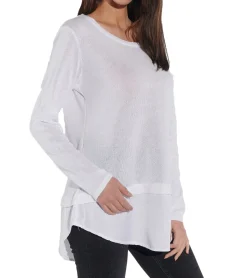 Sweater & Pullover*vestino Damen Strick-Pullover Baumwoll-Pullover Freizeit-Sweater 2 in 1 Style 900498 Weiß