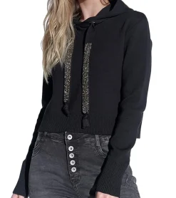 Sweater & Pullover*vestino Damen Strick-Pullover mit Kapuze Alltags-Pulli Sweater 900409 Schwarz