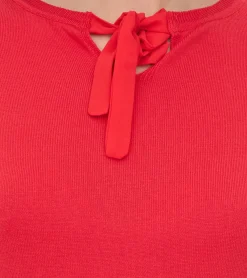 Sweater & Pullover*vestino Damen Strick-Pullover mit Chiffon-Schleife Alltags-Pullover Sweater 901088 Rot