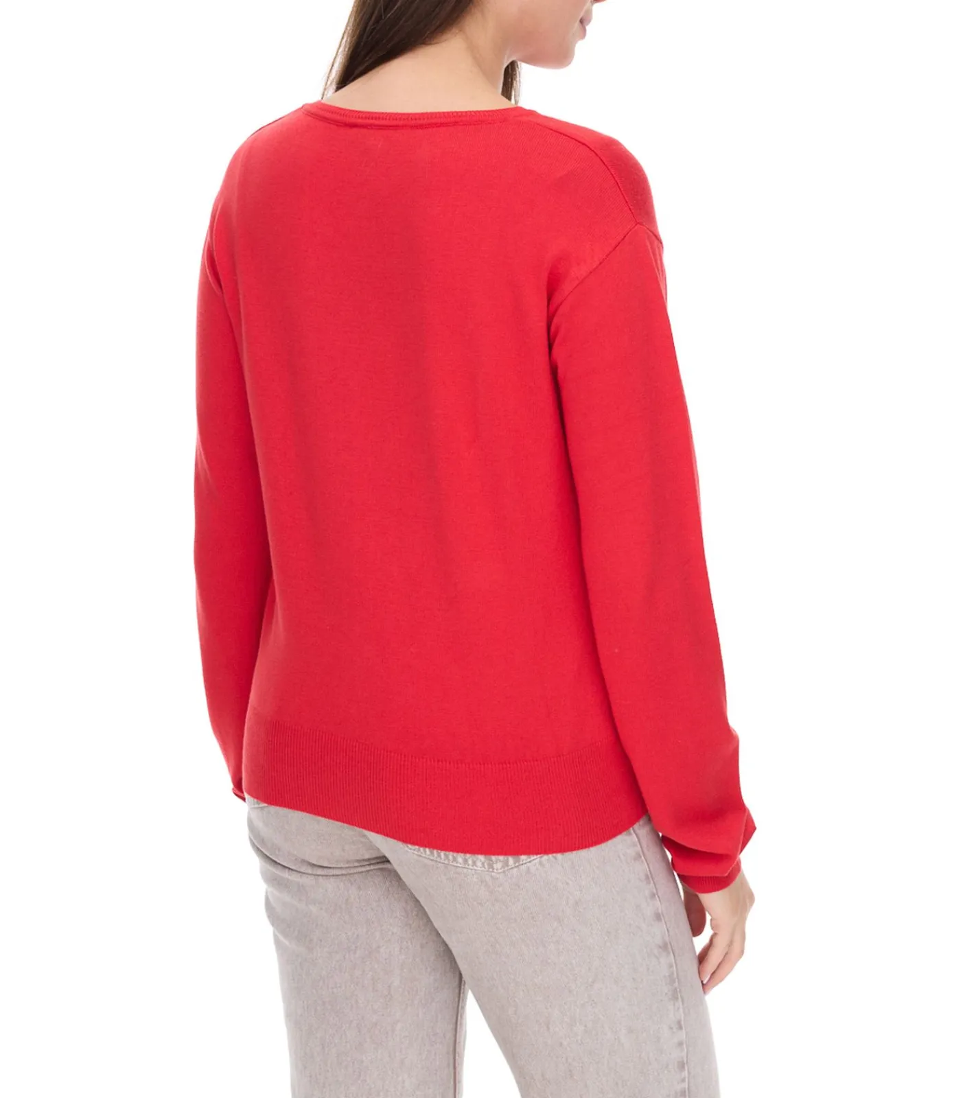Sweater & Pullover*vestino Damen Strick-Pullover mit Chiffon-Schleife Alltags-Pullover Sweater 901088 Rot