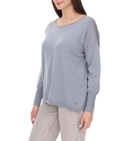 Sweater & Pullover*vestino Damen Sweat-Pullover mit Rundhals-Ausschnitt Ausgeh-Pullover Freizeit-Sweater 901038 Grau