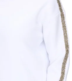 Sweater & Pullover*vestino Damen Sweatshirt Baumwoll-Shirt mit Strassband Pullover 900299 Weiß