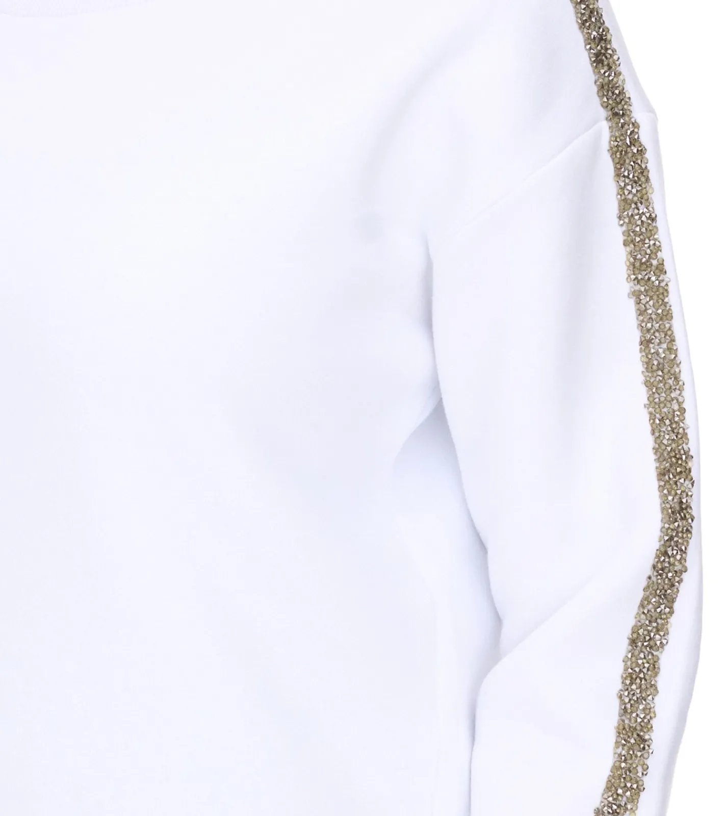 Sweater & Pullover*vestino Damen Sweatshirt Baumwoll-Shirt mit Strassband Pullover 900299 Weiß