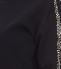 Sweater & Pullover*vestino Damen Sweatshirt Baumwoll-Shirt mit Strassband Pullover 900299 Schwarz