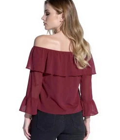 Poloshirts & Blusen*vestino Off-Shoulder Bluse mit Volant Sommer-Bluse Frühlings-Bluse 900880 Rot