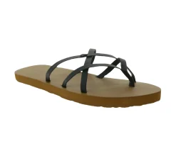 Zehentrenner & Sandalen*VOLCOM New School II Damen Zehen-Trenner modische Sommer-Latschen mit EVA-Fußbett Schwarz/Braun