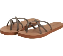 Zehentrenner & Sandalen*VOLCOM New School II Damen Zehen-Trenner mit EVA Fußbett Sommer-Latschen W0812004 BRN Braun