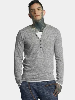 Pullover & Sweater*vsct Buttoned Double Optic Longsleeve grau