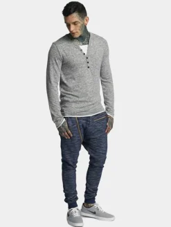 Pullover & Sweater*vsct Buttoned Double Optic Longsleeve grau