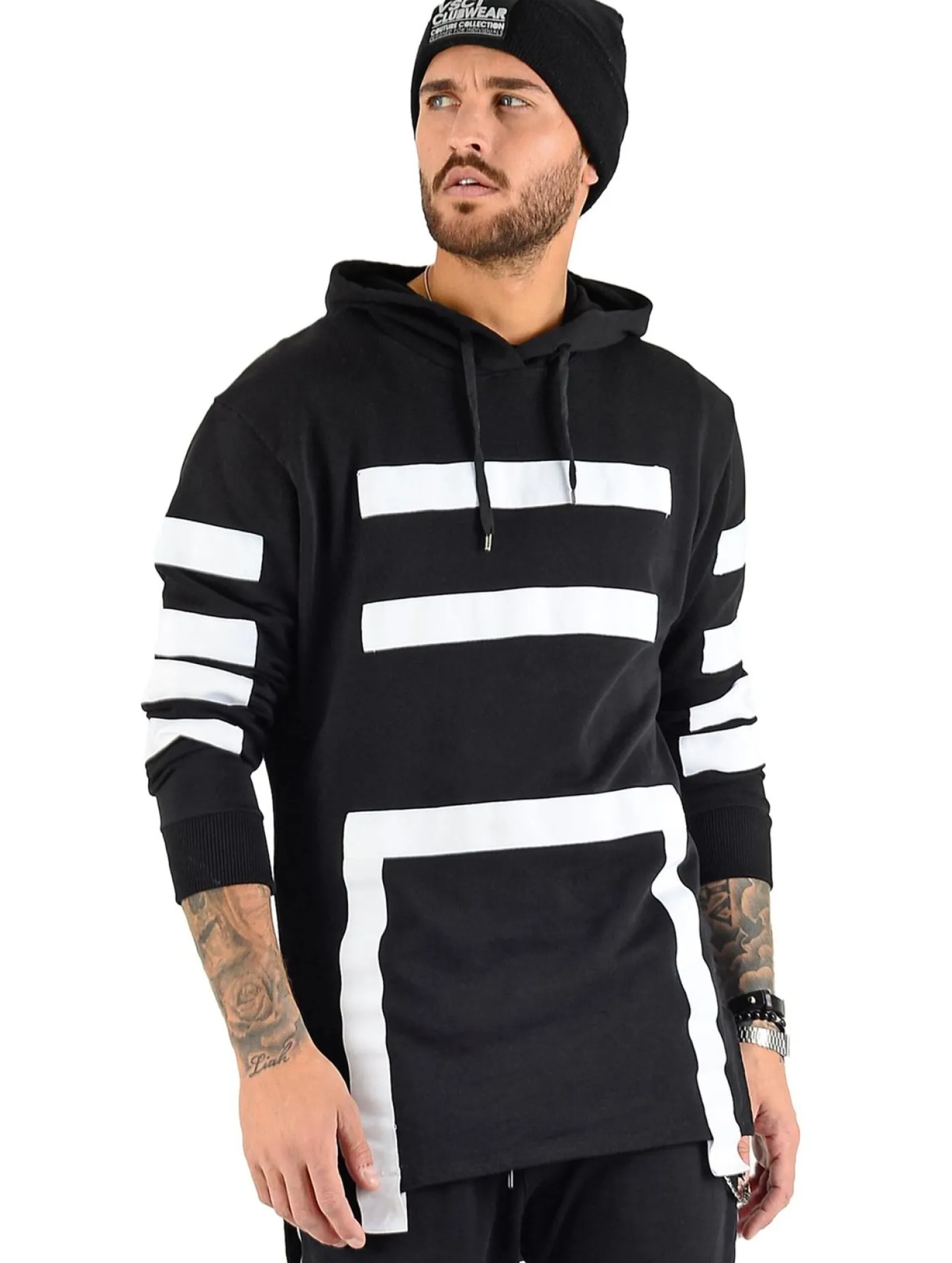 Pullover & Sweater*vsct Geomatrix Hoodie schwarz