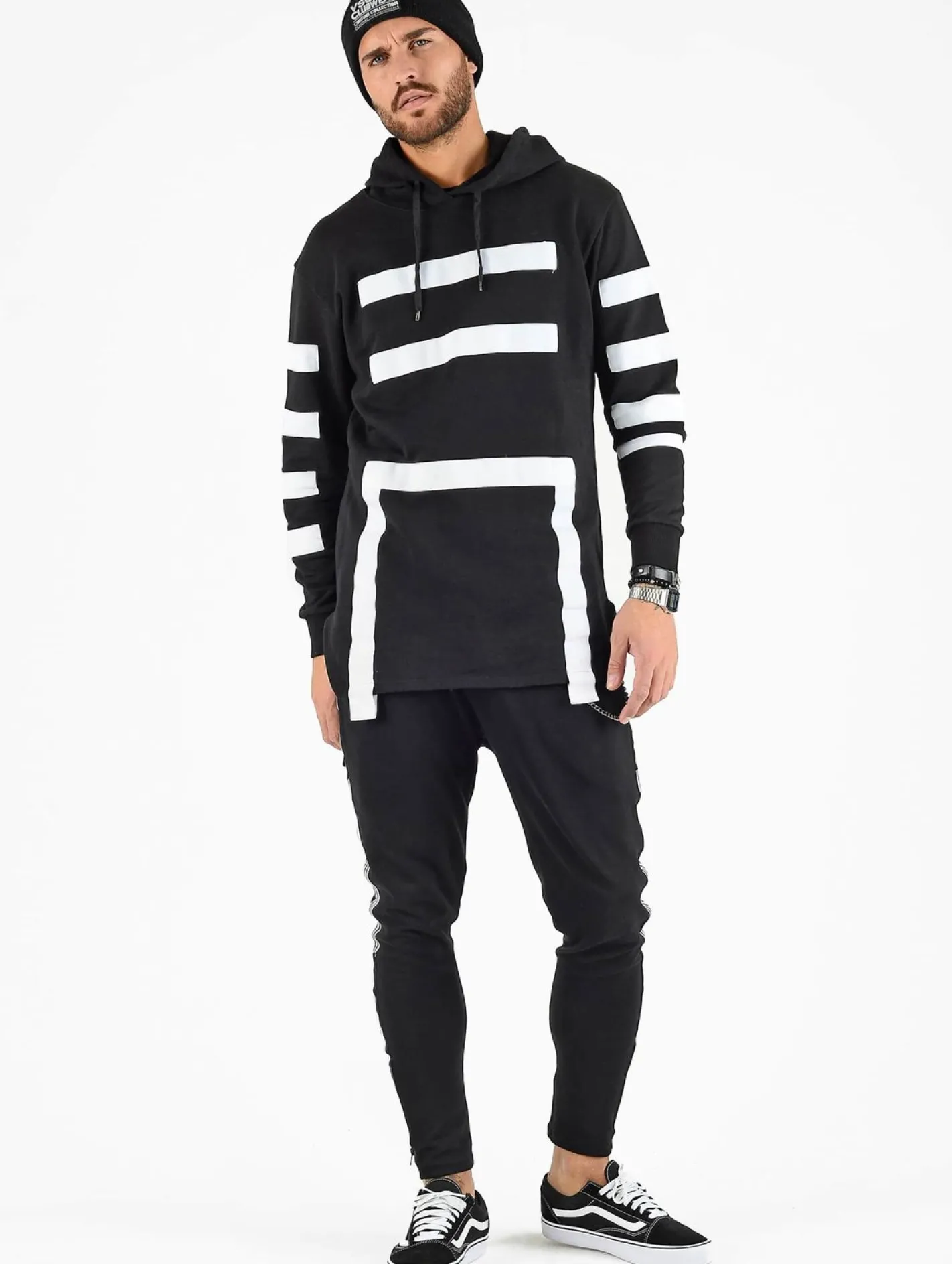 Pullover & Sweater*vsct Geomatrix Hoodie schwarz