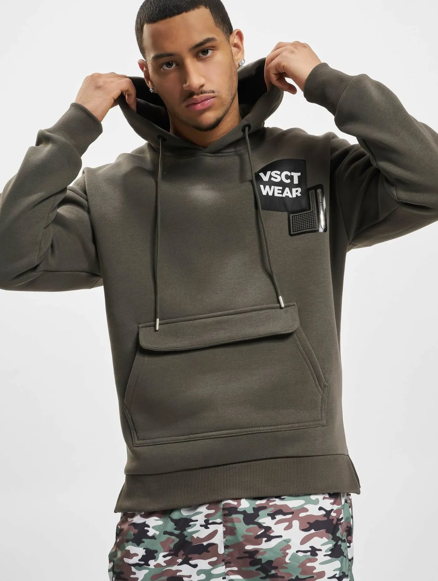 Pullover & Sweater*vsct Heavy Kangu Pkt Logo Hoodie Khaki