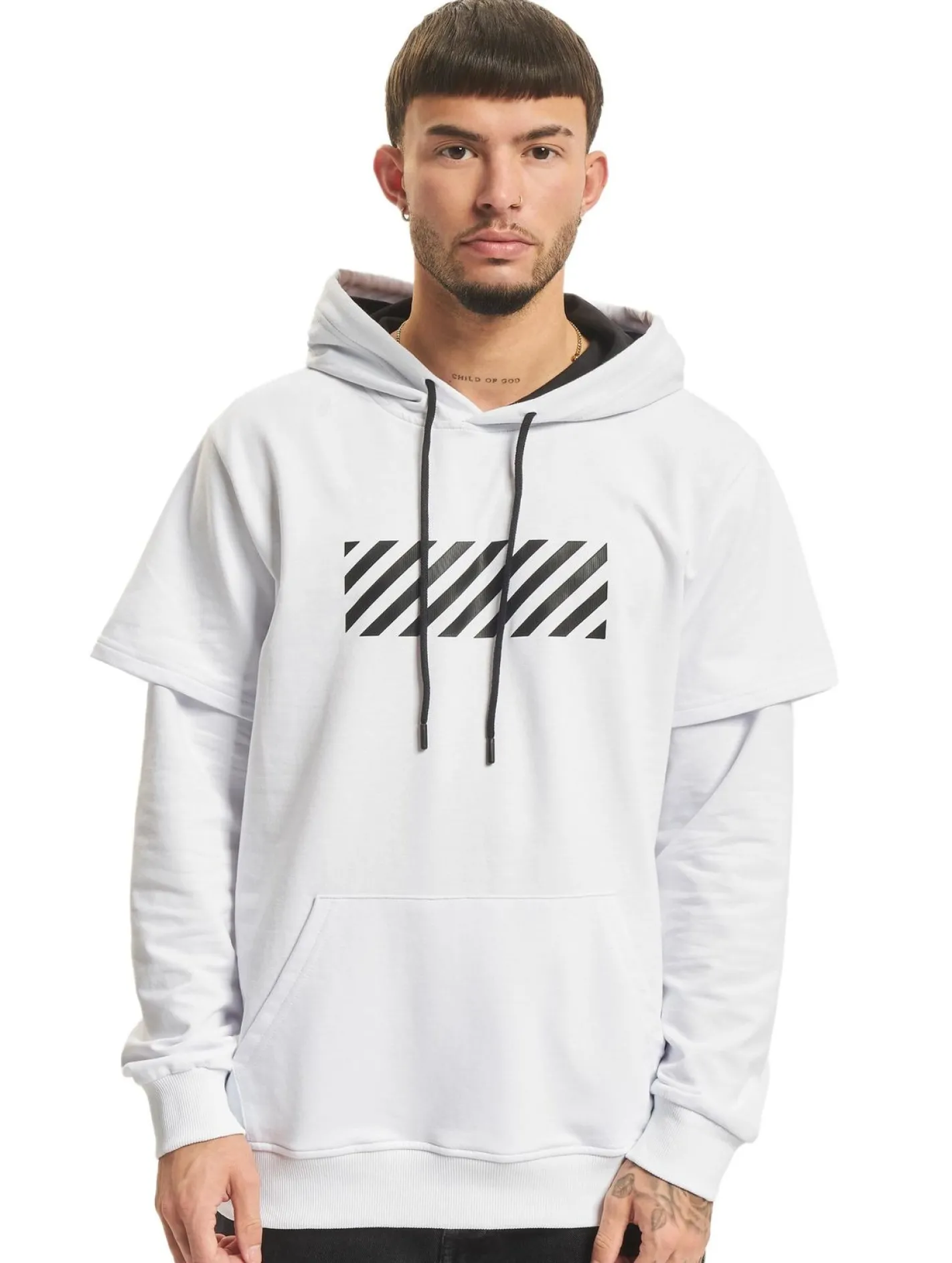 Pullover & Sweater*vsct Hybrid 2 In 1 Optic Hoodie weiß