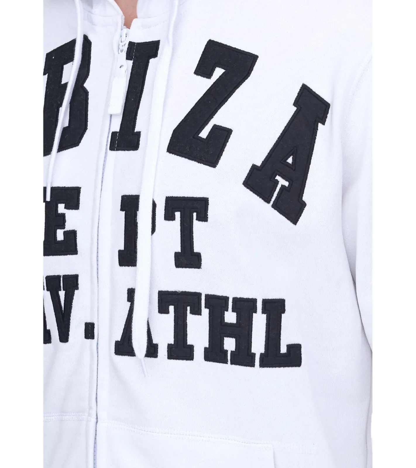 Pullover & Sweater*vsct Ibiza Dept Herren Zip-Hoodie mit Schriftzug-Details Baumwoll Kapuzen-Pullover 5643315 Weiß