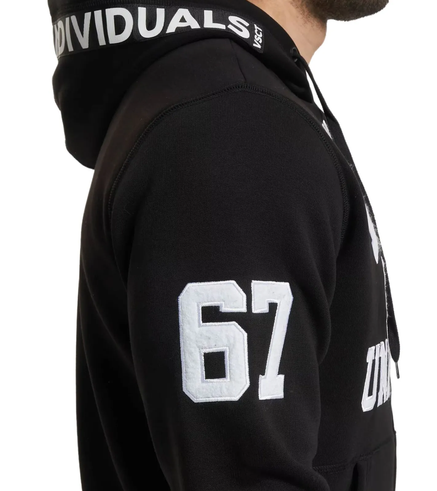 Pullover & Sweater*vsct Ibiza Dept Herren Zip-Hoodie mit Schriftzug-Details Baumwoll Kapuzen-Pullover 5643316 Schwarz