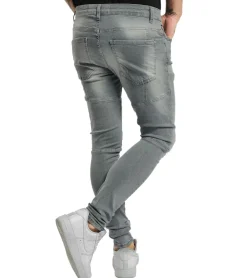 Jeans & Hosen*vsct Keanu Herren Slim-Fit Jeans im Destroyed-Look Denim-Hose mit Farbspritzer D5643094 Grau