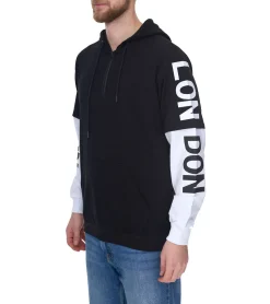 Pullover & Sweater*vsct LonDon 2In1 Herren Hoodie im 2-in-1-Look Baumwoll Kapuzen-Pullover 5643325 Schwarz/Weiß