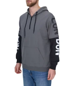 Pullover & Sweater*vsct LonDon 2In1 Herren Hoodie im 2-in-1-Look Baumwoll Kapuzen-Pullover 5643324 Grau/Schwarz