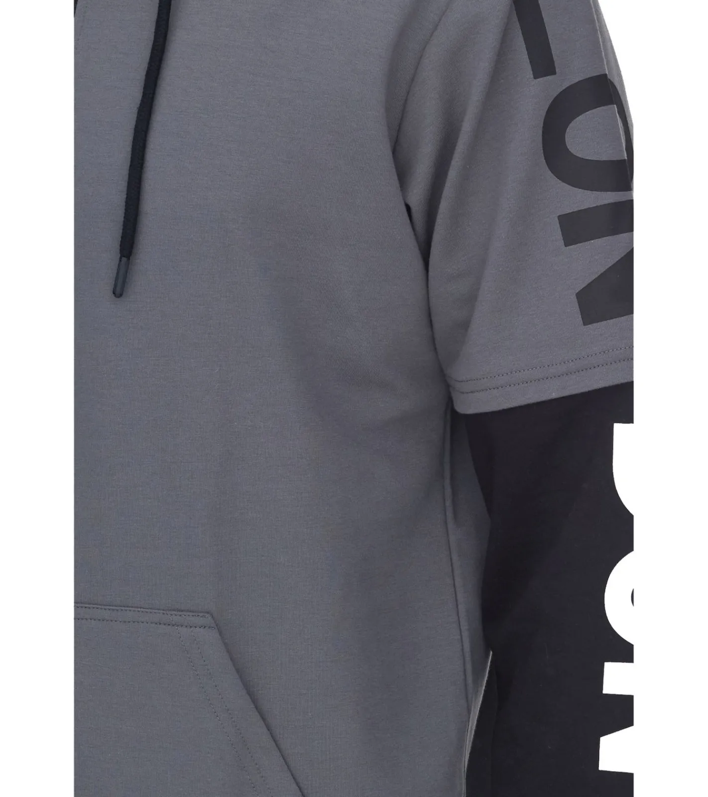 Pullover & Sweater*vsct LonDon 2In1 Herren Hoodie im 2-in-1-Look Baumwoll Kapuzen-Pullover 5643324 Grau/Schwarz