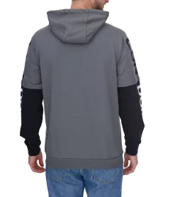 Pullover & Sweater*vsct LonDon 2In1 Herren Hoodie im 2-in-1-Look Baumwoll Kapuzen-Pullover 5643324 Grau/Schwarz