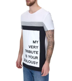 T-Shirts & Tank Tops*vsct My Tribute 1/2 Herren Baumwoll T-Shirt mit Statement-Print Rundhals-Shirt SS5641619 Weiß