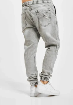 Jeans & Hosen*vsct Noah Antifit-Jeans mit Bündchen und Schnürsenkeln, Grau