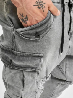 Jeans & Hosen*vsct Norman Baggy Cargohose Grau Sky Used