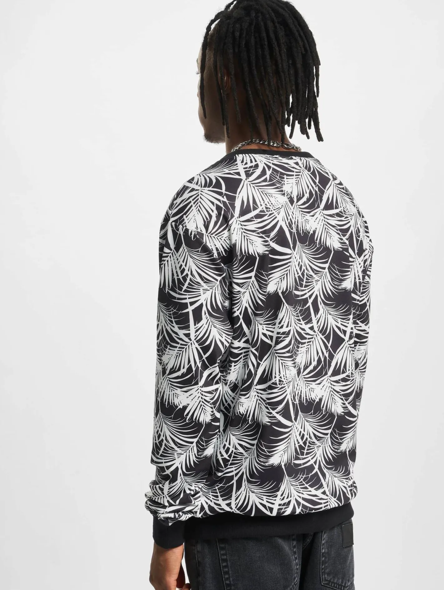 Pullover & Sweater*vsct Palmleaf Rundhals-Sweatshirt Schwarz/Weiß