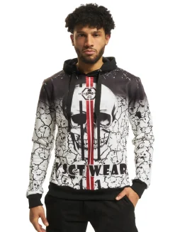 Pullover & Sweater*vsct Splatter Skull Hoodie weiß