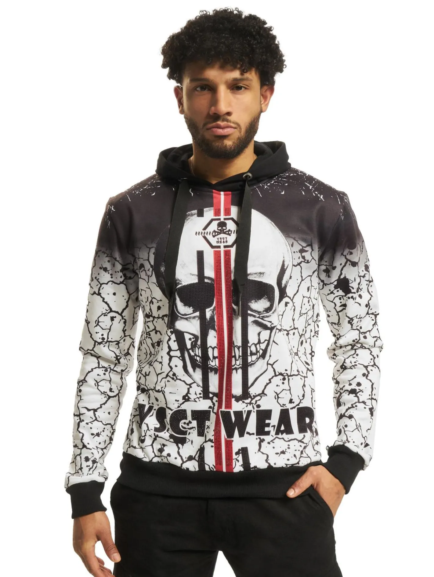 Pullover & Sweater*vsct Splatter Skull Hoodie weiß