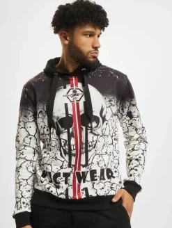 Pullover & Sweater*vsct Splatter Skull Hoodie weiß