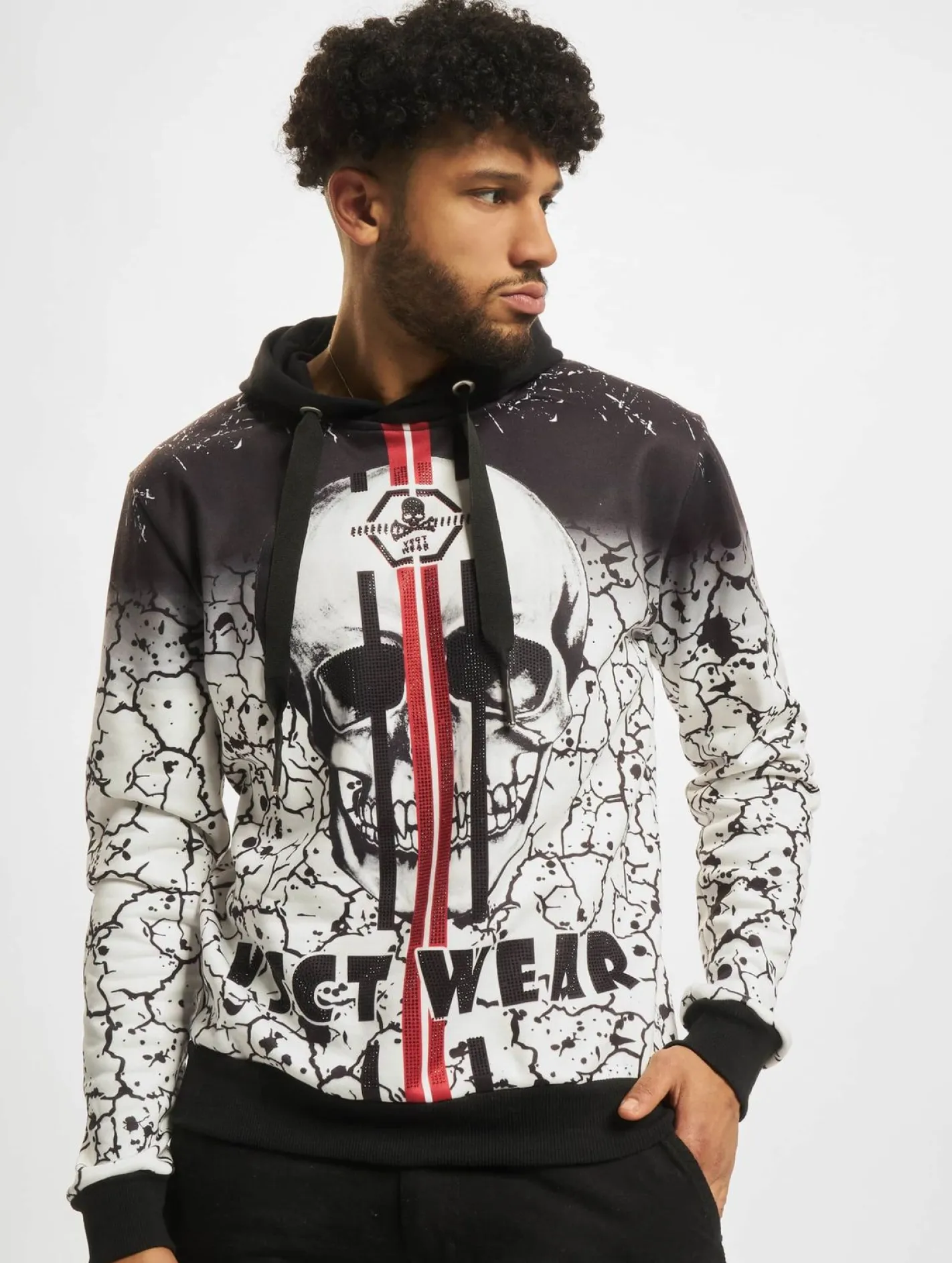 Pullover & Sweater*vsct Splatter Skull Hoodie weiß