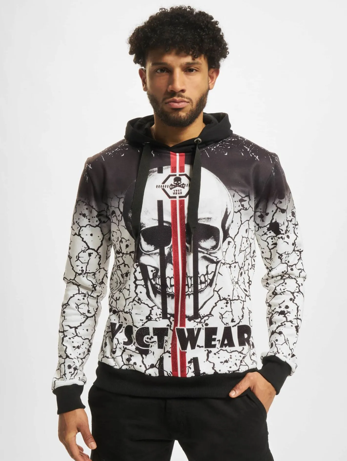 Pullover & Sweater*vsct Splatter Skull Hoodie weiß