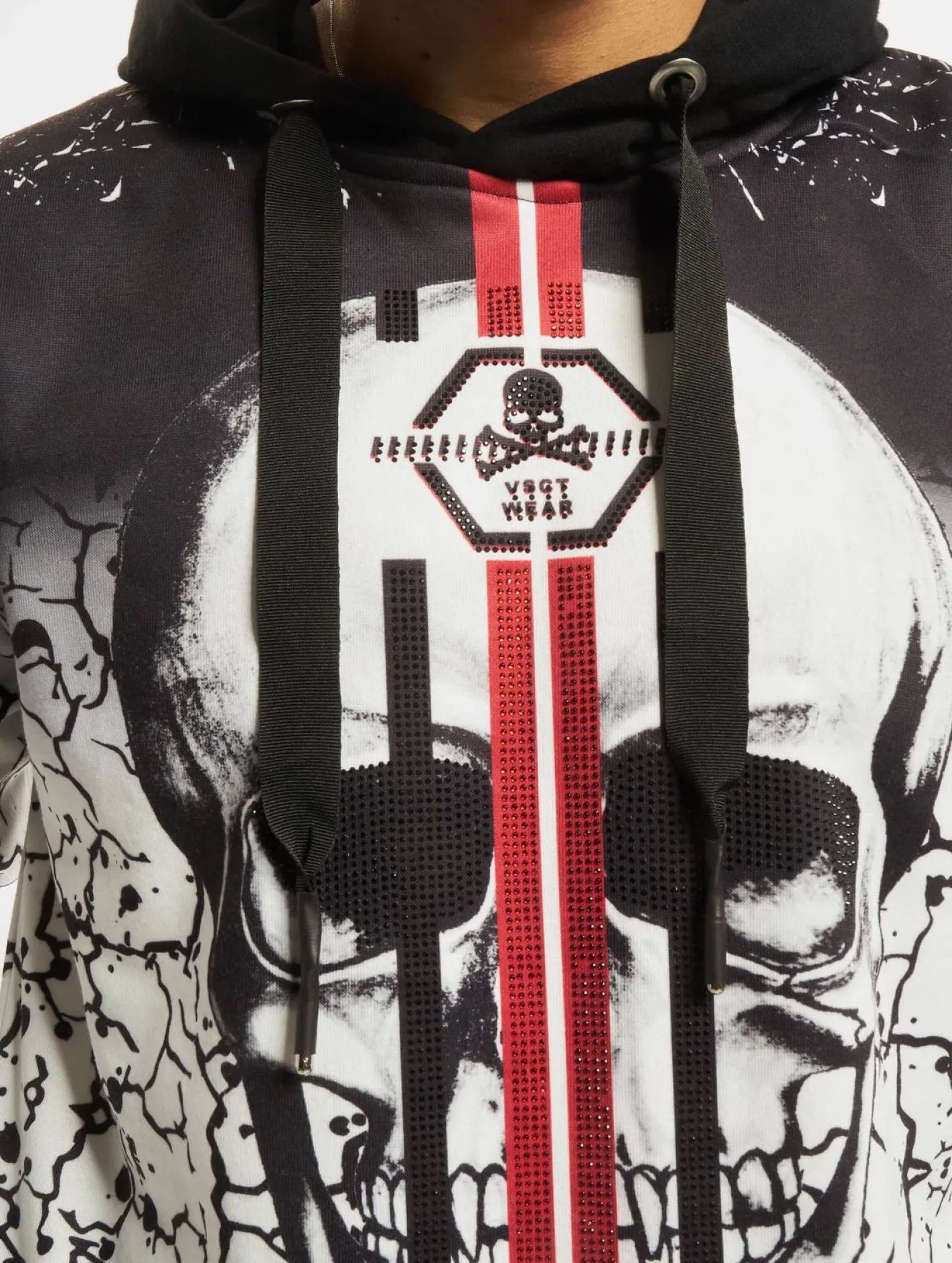Pullover & Sweater*vsct Splatter Skull Hoodie weiß