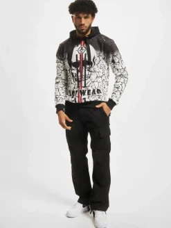Pullover & Sweater*vsct Splatter Skull Hoodie weiß