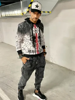 Pullover & Sweater*vsct Splatter Skull Hoodie weiß