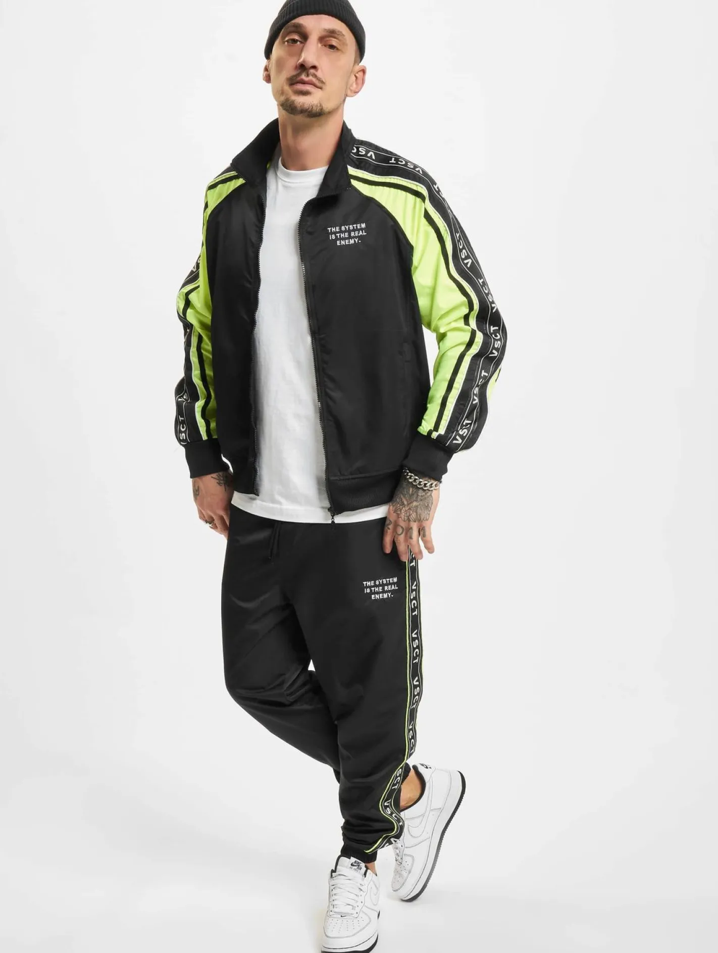 Jacken & Mäntel*vsct The System Gestreifte Leichte Jacke schwarz