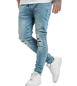 Jeans & Hosen*vsct Thor Herren Slim-Fit Jeans im Destroyed-Look Denim-Hose im 5-Pocket-Style B5642258 Blau