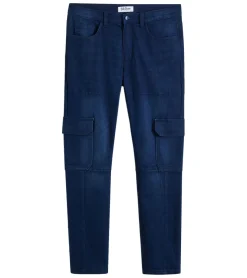 Große Größen|Jeans & Hosen*O46bpx warmhaltende Herren Thermo-Jeans im Cargo-Stil Denim-Hose Straight Leg 924006 Kurzgröße Dunkel-Blau