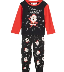 Pullover & Sweater|Jeans & Hosen*O46bpx weiches Kinder Pyjama-Set für Jungen und Mädchen Rundhals-Pullover mit Weihnachtsmann Motiv Baumwoll-Jogger mit Schneeflocken Motiv Schlafanzug 929560 Schwarz/Rot/Weiß