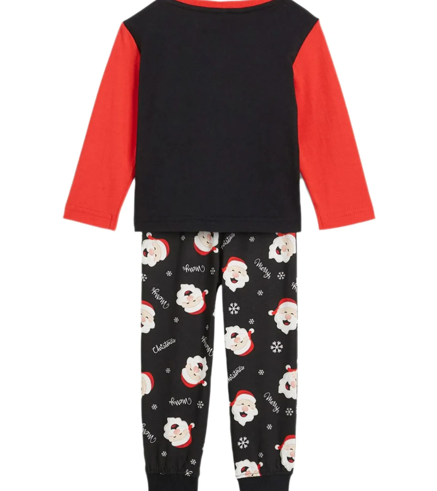 Pullover & Sweater|Jeans & Hosen*O46bpx weiches Kinder Pyjama-Set für Jungen und Mädchen Rundhals-Pullover mit Weihnachtsmann Motiv Baumwoll-Jogger mit Schneeflocken Motiv Schlafanzug 929560 Schwarz/Rot/Weiß