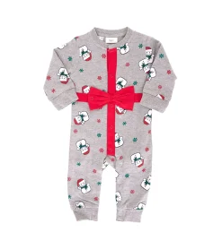 Jumpsuits*O46bpx weihnachtlicher Kleinkinder Body für Babys mit Schneemann-Print Baumwoll-Einteiler mit großer Schleife Strampler 951686 Grau/Rot