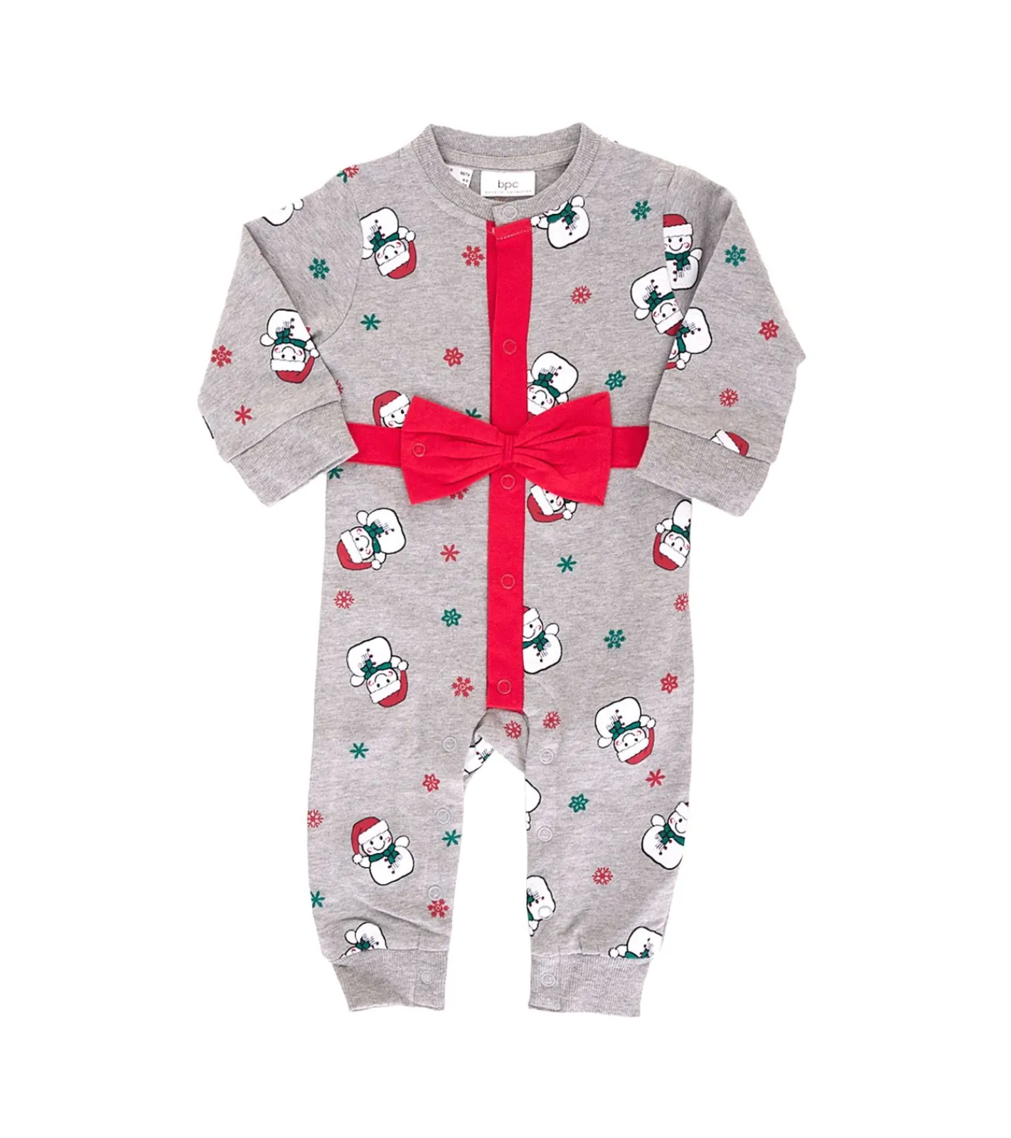 Jumpsuits*O46bpx weihnachtlicher Kleinkinder Body für Babys mit Schneemann-Print Baumwoll-Einteiler mit großer Schleife Strampler 951686 Grau/Rot