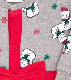 Jumpsuits*O46bpx weihnachtlicher Kleinkinder Body für Babys mit Schneemann-Print Baumwoll-Einteiler mit großer Schleife Strampler 951686 Grau/Rot
