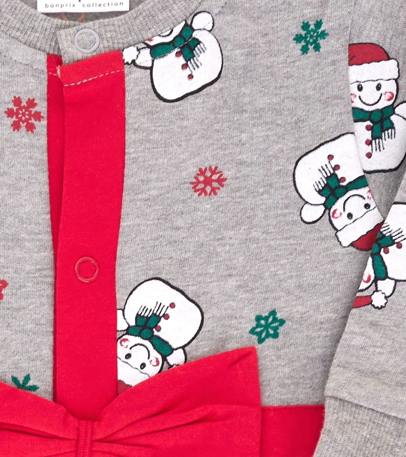 Jumpsuits*O46bpx weihnachtlicher Kleinkinder Body für Babys mit Schneemann-Print Baumwoll-Einteiler mit großer Schleife Strampler 951686 Grau/Rot
